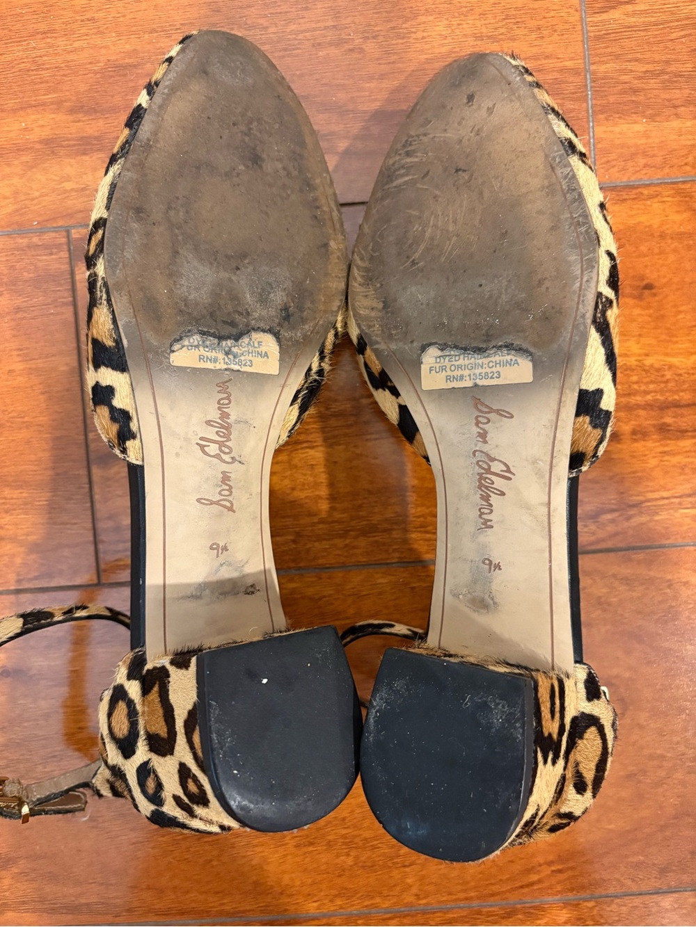 Sam Edelman Leopard Print Ankle-Strap Block Heel Pumps in Tan and Black - Picture 6 of 6